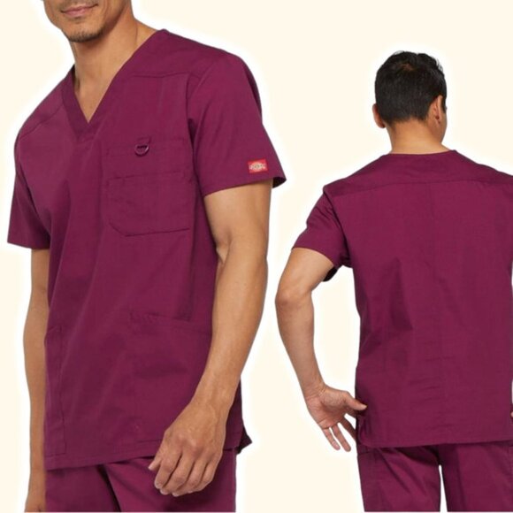 NWT DICKIES EDS Signature Men's V-Neck Solid Scrub Top Sz Large - Picture 1 of 5